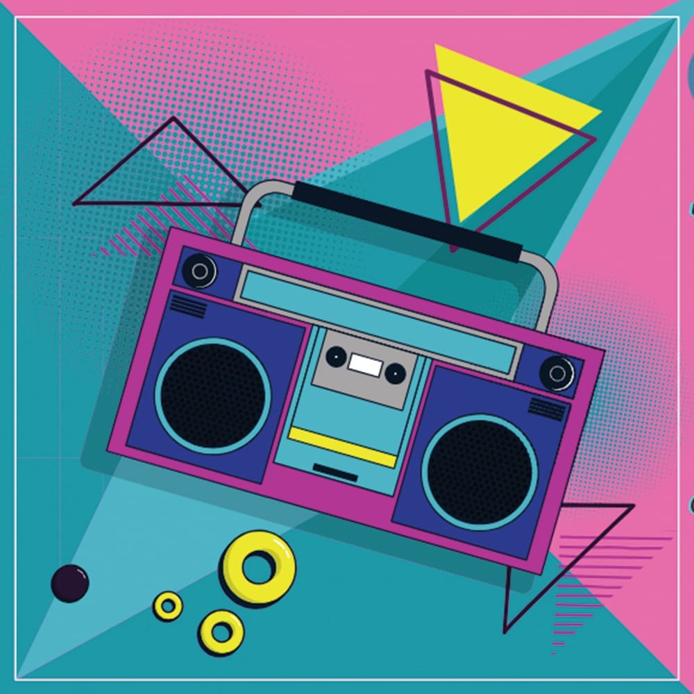 80s themed boombox