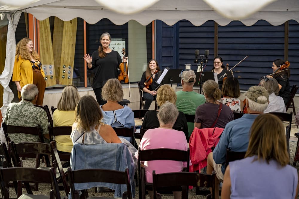 Music in the Center for the Arts Courtyard with audience